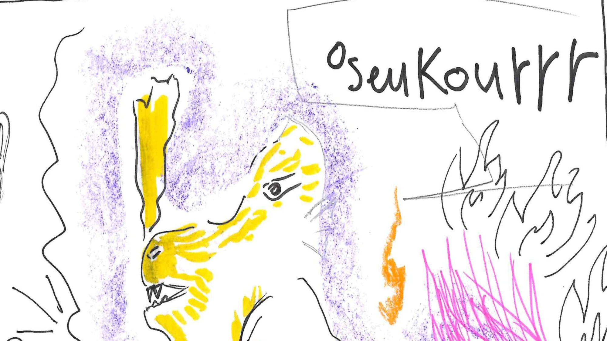 Extrait - dessin collectif &agrave; la mani&egrave;re d'un cadavre exquis r&eacute;alis&eacute; par les &eacute;tudiants lors d'un atelier au Frac
