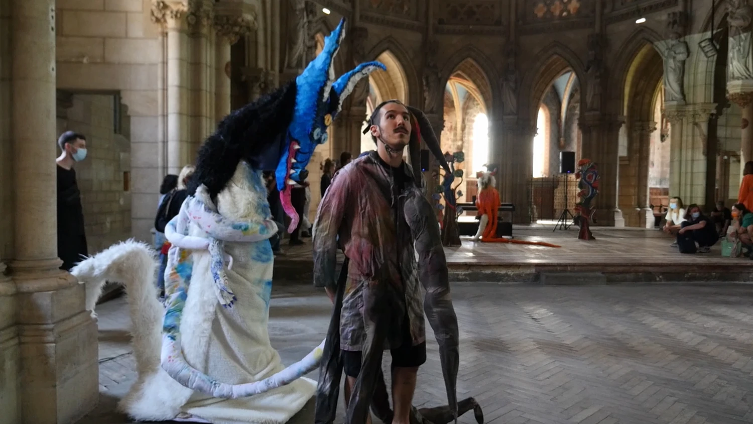 DNSEP Art 2021 Oc&eacute;ane Poyet, Bandicoot et esprit de la for&ecirc;t, chapelle du Crous Bordeaux